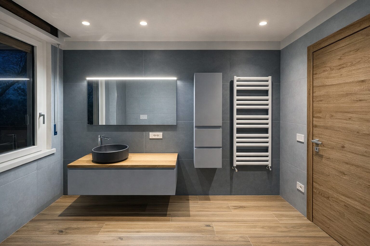 Ristrutturazione bagno a Montemarciano — box doccia moderno e gres porcellanato Fratelli Venturi