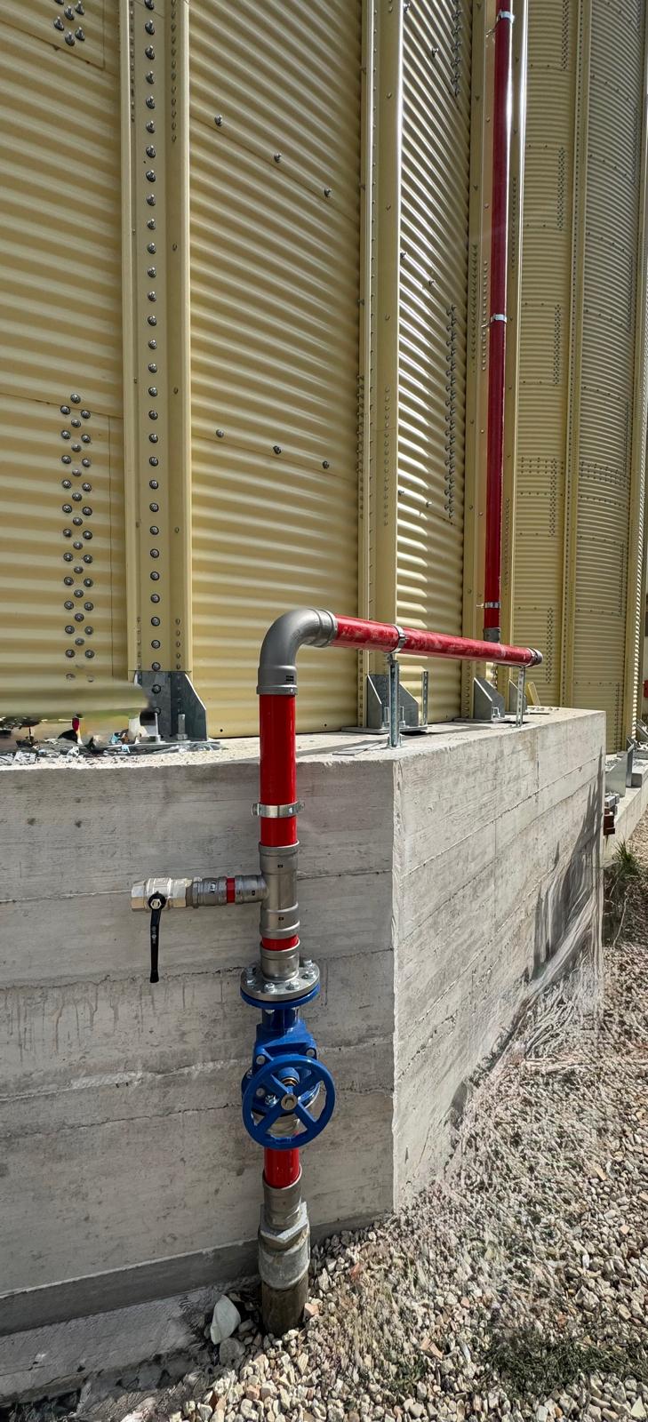 Tubazioni acciaio rosso UNI EN 10255 impianto antincendio silos grano Barbara