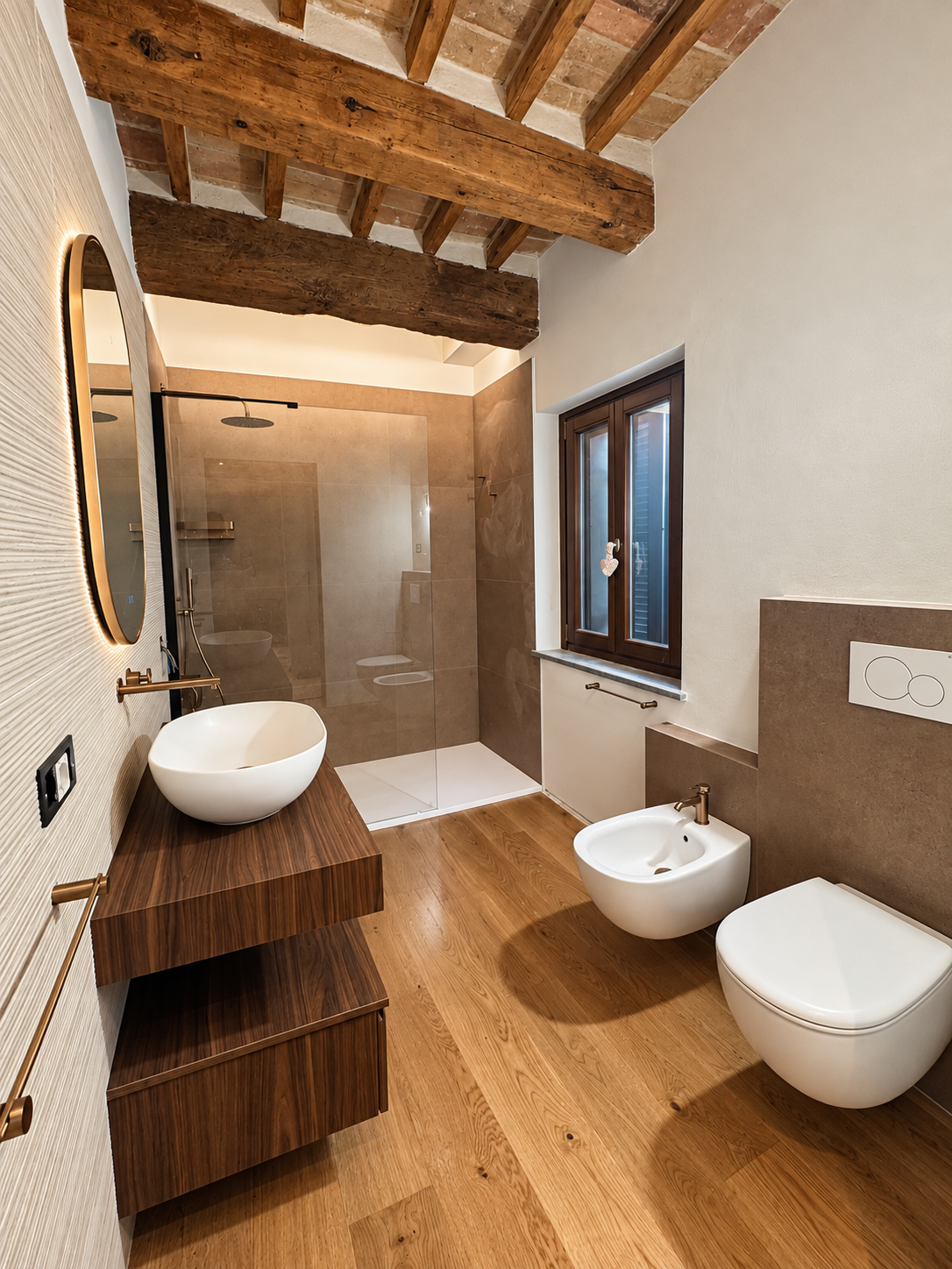Ristrutturazione completa parquet, VMC e bagno rose gold — Fratelli Venturi